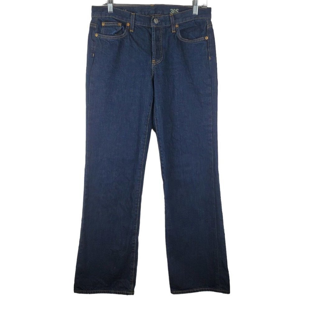 J Crew Boy Jean Women Size 30 S Button Fly Stretch‎ Denim Dark Wash